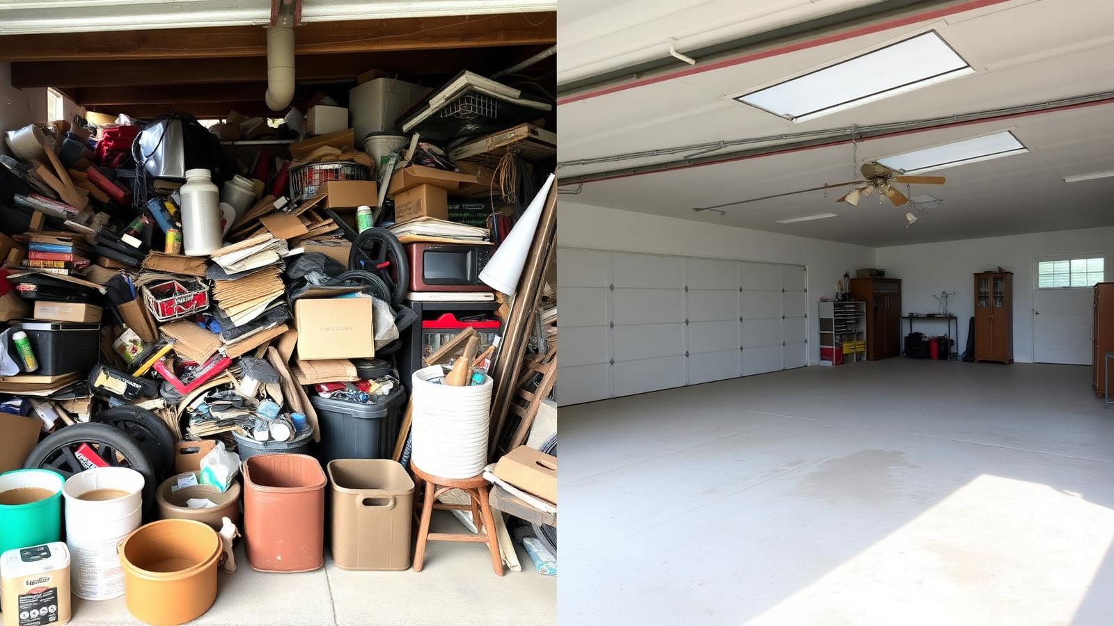 Garage cleanout before and after